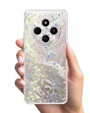 Etui do Xiaomi POCO C75 przeźroczyste, silikonowe Flexi, kwiaty polne