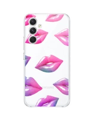 Etui do Samsung Galaxy A54 5G przeźroczyste, silikonowe Flexi, hologramowe usta