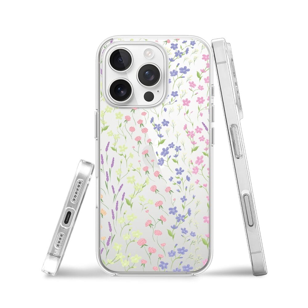 Etui do iPhone 16 Pro przeźroczyste, silikonowe Flexi, kwiaty polne - obrazek 3