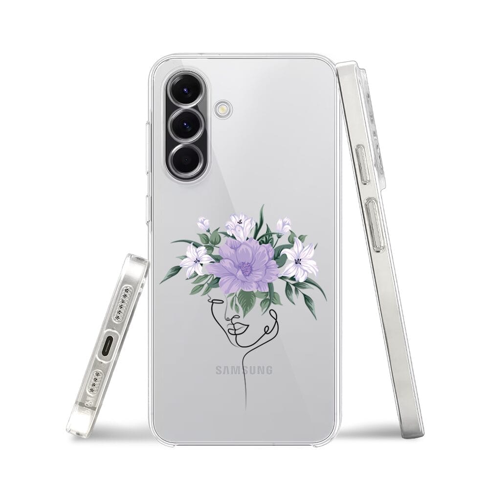 Etui do Samsung Galaxy A56 5G przeźroczyste, silikonowe Flexi, kobieta z kwiatami - obrazek 3