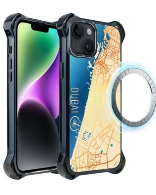 Etui do iPhone 14 Plus IBIZU DropGuard Ultra z MagSafe, mapy świata, Dubai