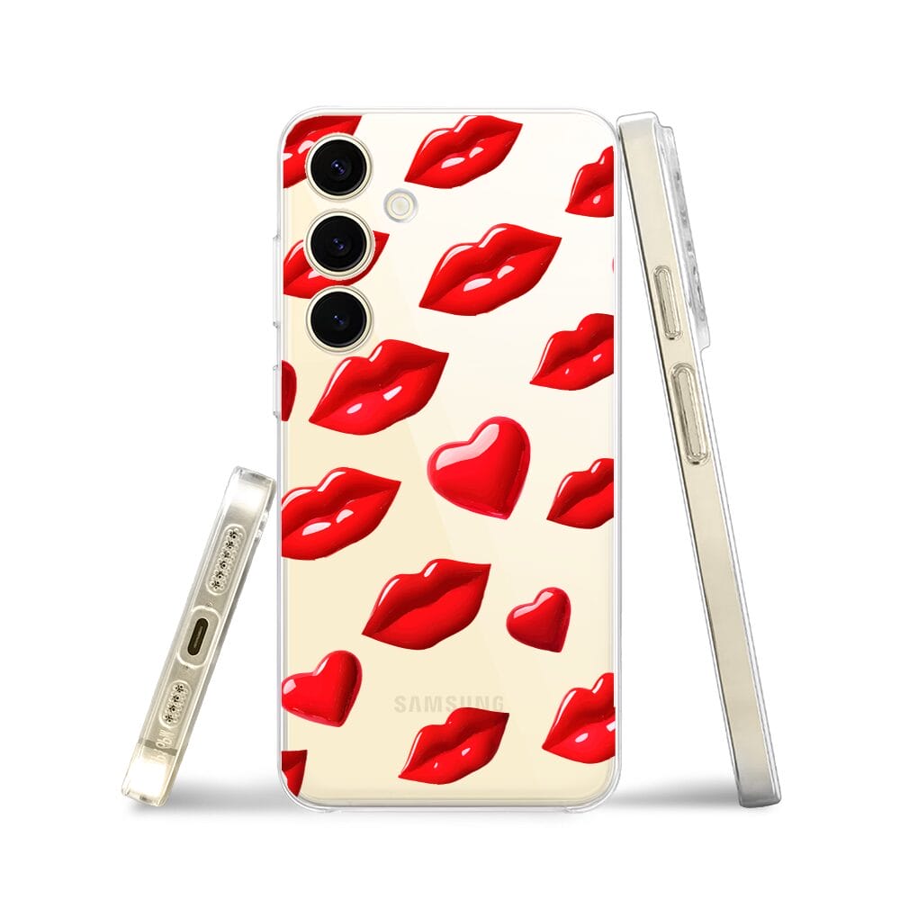 Etui do Samsung Galaxy S24 przeźroczyste, silikonowe Flexi, czerwone usta - obrazek 3