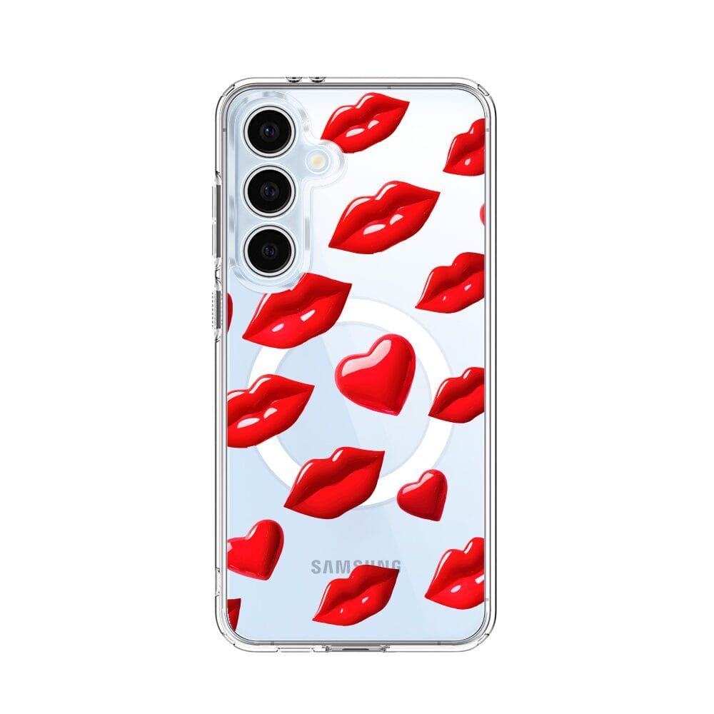 Etui do Samsung Galaxy S24 FE z MagSafe przeźroczyste, silikonowe Flexi, czerwone usta