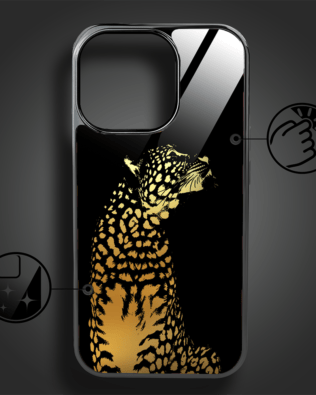 Etui do iPhone 16 Pro IBIZU Elite Glass z MagSafe Golden Midnight, Lampart, czarne