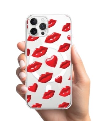 Etui do iPhone 12 Pro z MagSafe przeźroczyste, silikonowe Flexi, czerwone usta