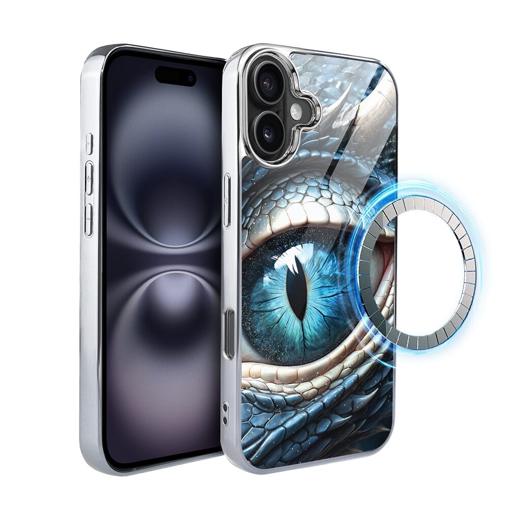 Etui do iPhone 16 IBIZU Elite Glass z MagSafe Magia Azji oko lodowego smoka, srebrne