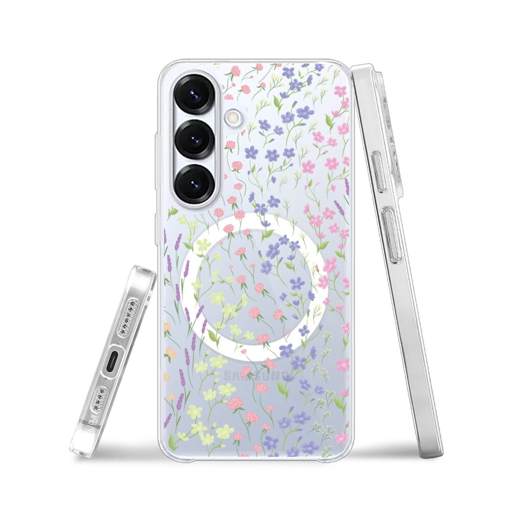 Etui do Samsung Galaxy S25 Plus z MagSafe przeźroczyste, silikonowe Flexi, kwiaty polne - obrazek 3