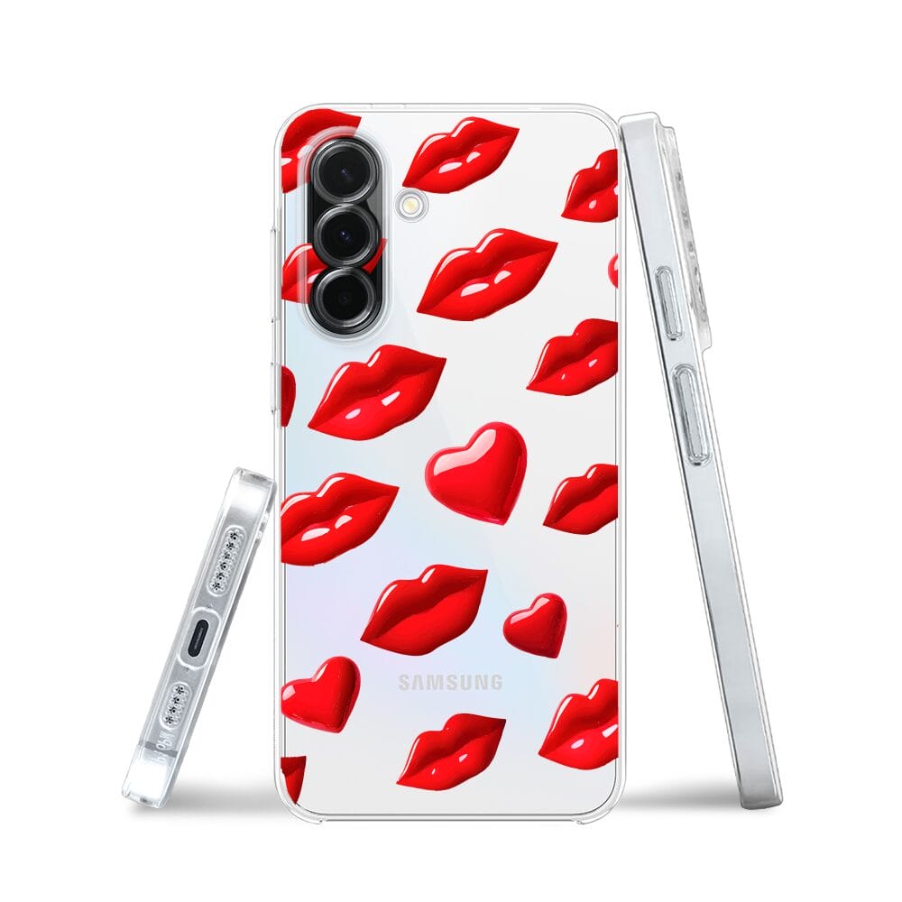 Etui do Samsung Galaxy A36 5G przeźroczyste, silikonowe Flexi, czerwone usta - obrazek 3