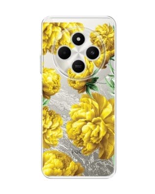 Etui do Xiaomi POCO C75 przeźroczyste, silikonowe Flexi, żółte piwonie