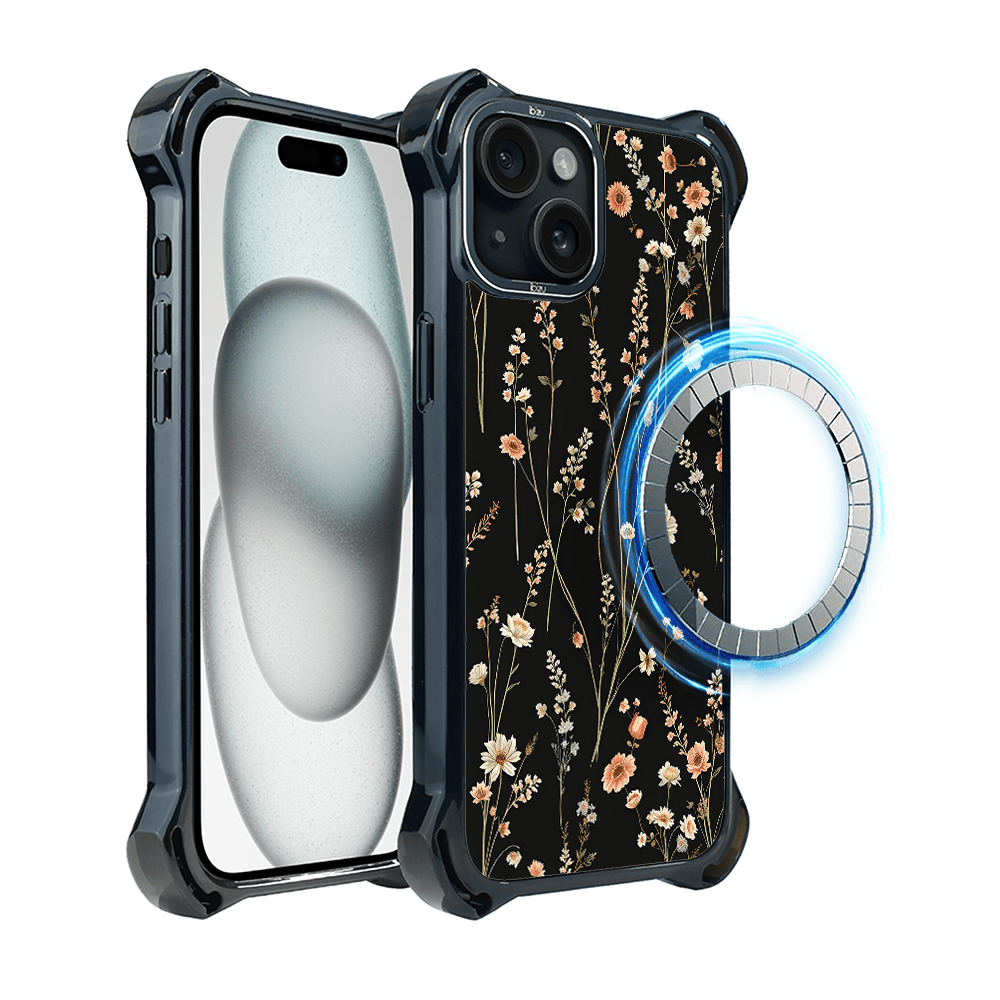 Etui iPhone 15 IBIZU DropGuard Ultra z MagSafe, Pastel Bloom, Północny ogród