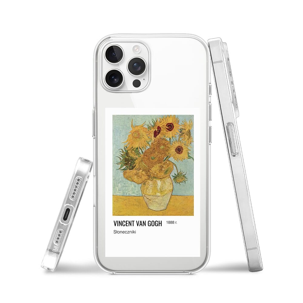 Etui do iPhone 12 Pro przeźroczyste, silikonowe Flexi, słoneczniki Van Gogh - obrazek 3