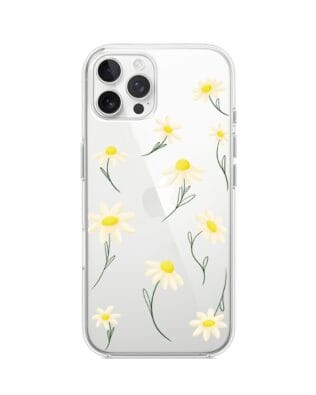 Etui do iPhone 12 Pro Max przeźroczyste, silikonowe Flexi, stokrotki