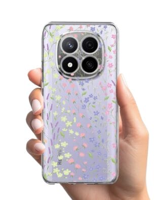 Etui do Xiaomi Redmi Note 14 Pro 4G przeźroczyste, silikonowe Flexi, kwiaty polne