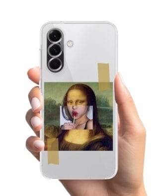 Etui do Samsung Galaxy A56 5G przeźroczyste, silikonowe Flexi, Mona Lisa z lizakiem