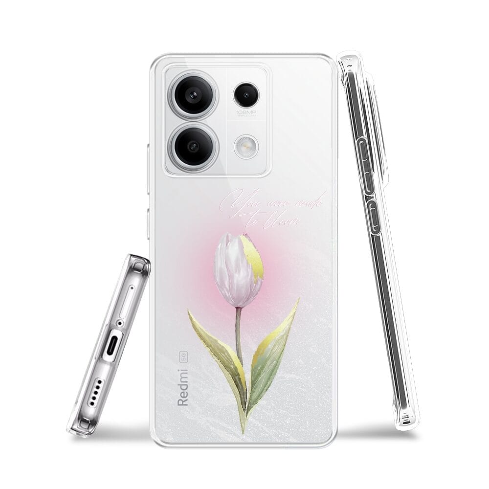 Etui do Xiaomi Redmi Note 13 Pro 5G przeźroczyste, silikonowe Flexi, kwiaty, tulipan - obrazek 3