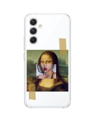 Etui do Samsung Galaxy A54 5G przeźroczyste, silikonowe Flexi, Mona Lisa z lizakiem
