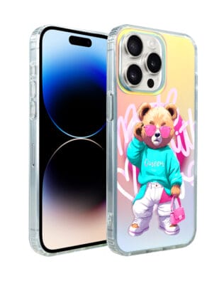 Etui do iPhone 14 Pro IBIZU California Sunset z MagSafe, zmieniające kolor, Pink Queen, stylowy miś