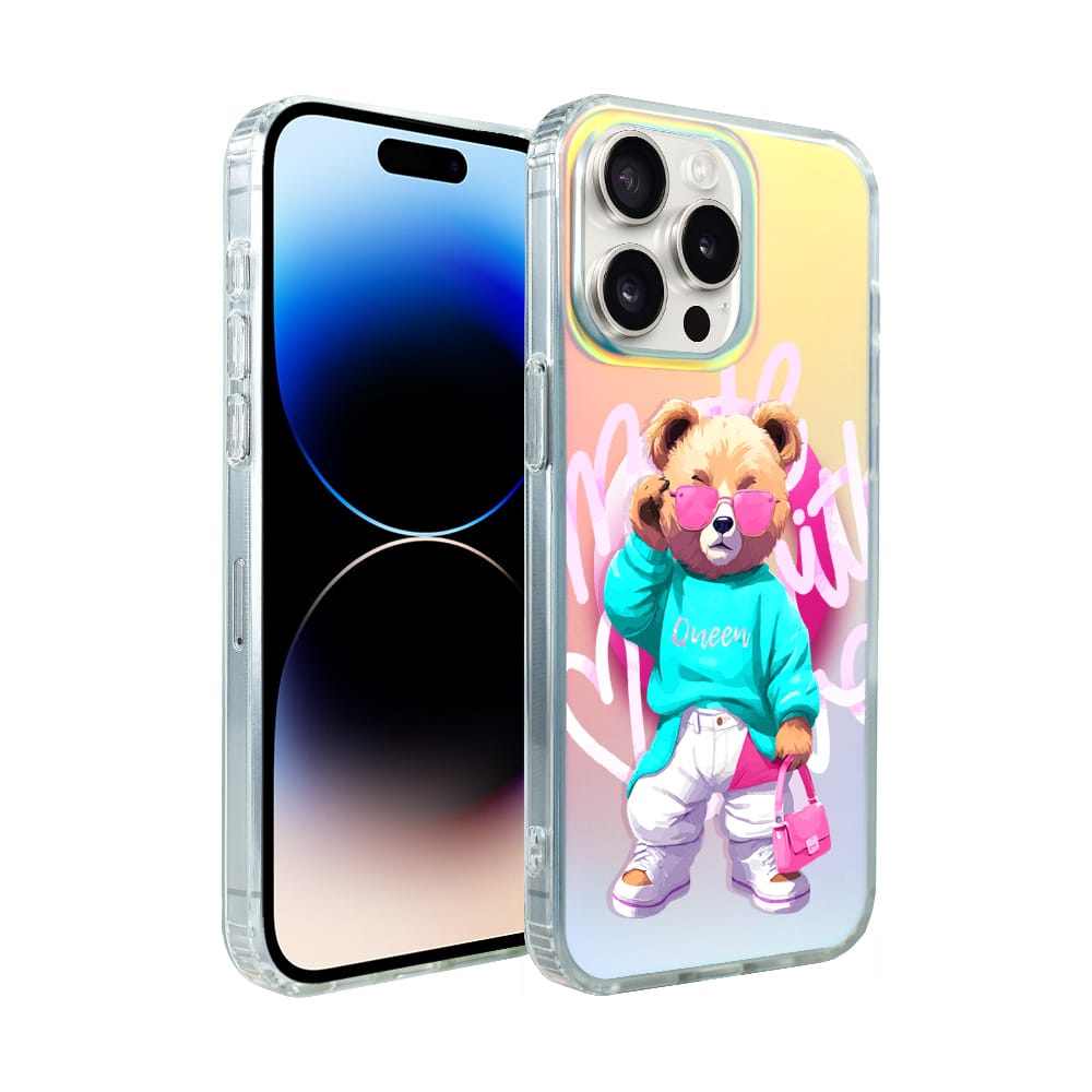 Etui do iPhone 14 Pro IBIZU California Sunset z MagSafe, zmieniające kolor, Pink Queen, stylowy miś