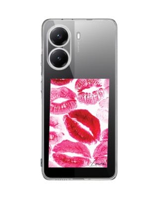 Etui do Xiaomi POCO X7 Pro przeźroczyste, silikonowe Flexi, pocałunki z napisem „love”