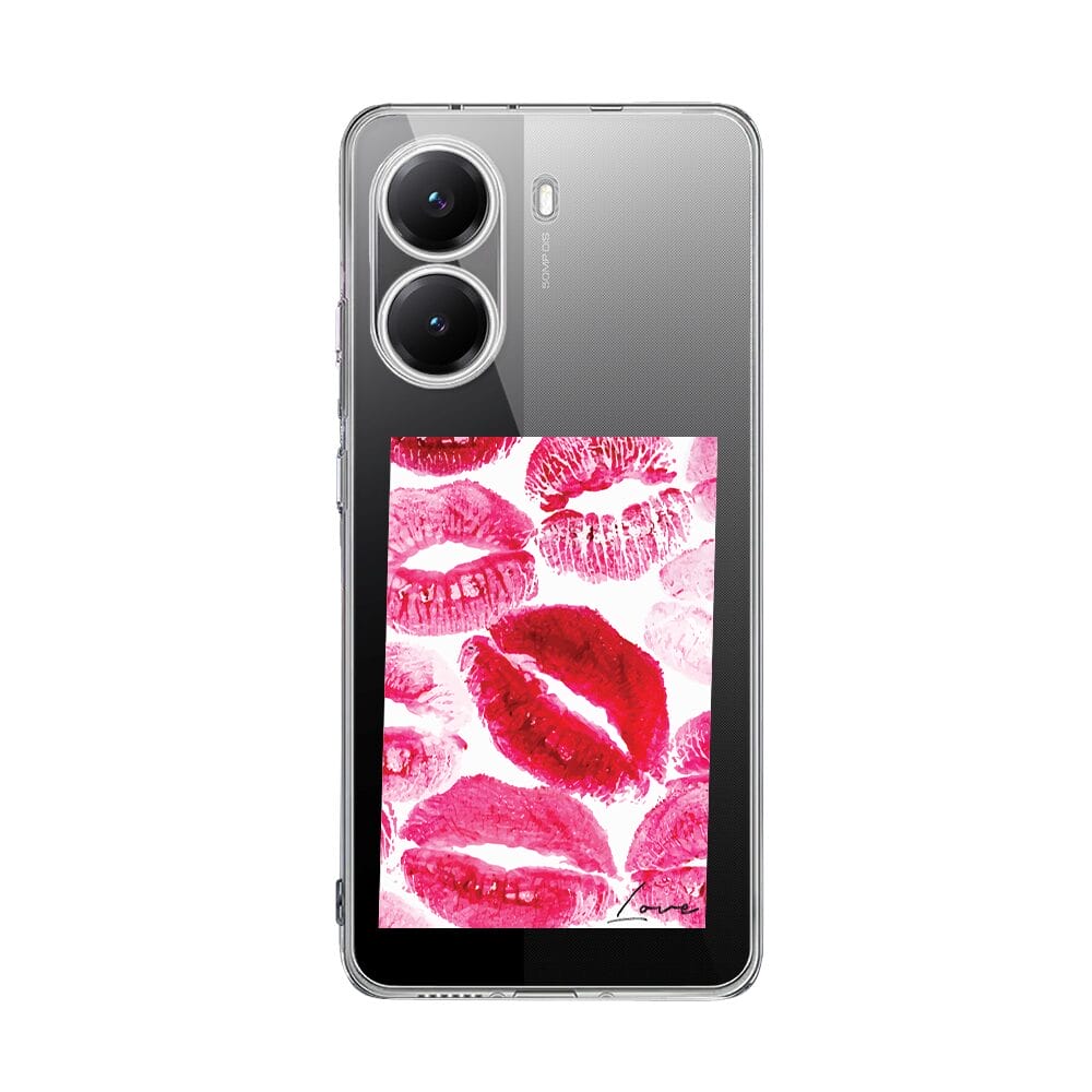 Etui do Xiaomi POCO X7 Pro przeźroczyste, silikonowe Flexi, pocałunki z napisem "love"