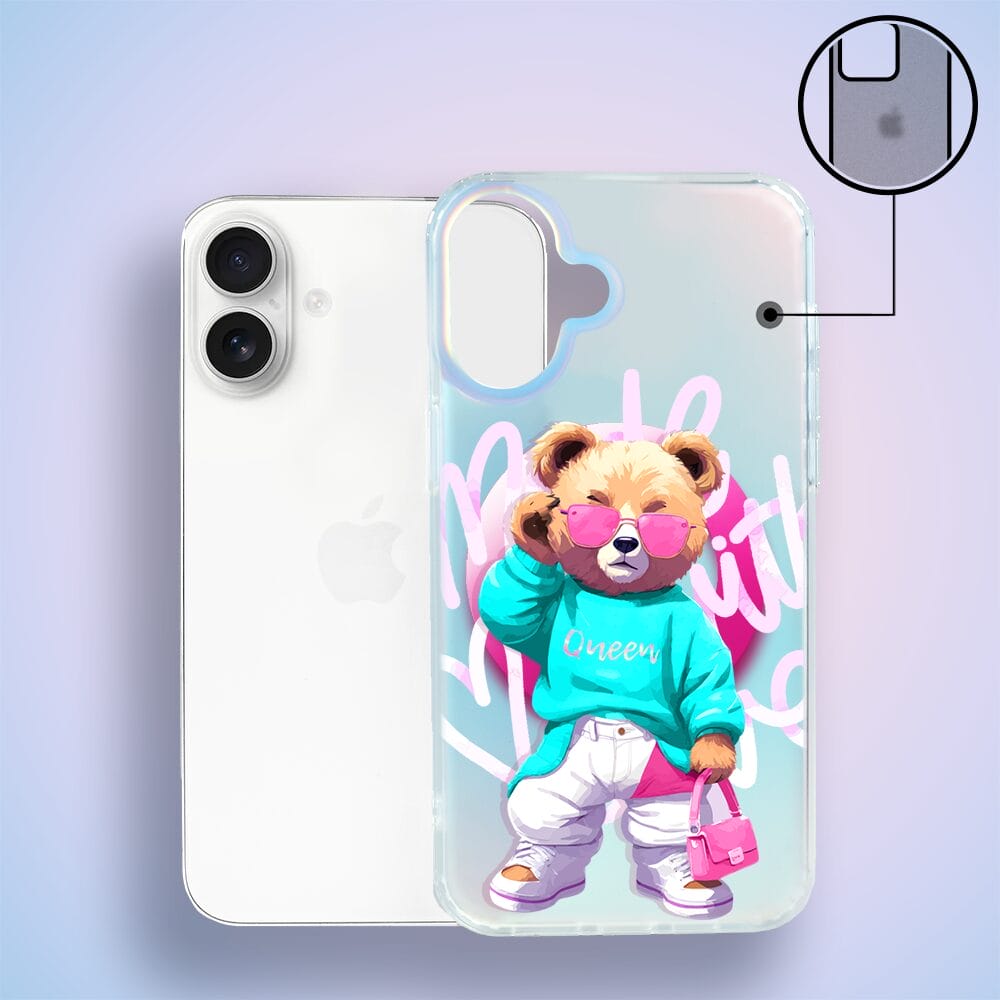 Etui do iPhone 16 Plus IBIZU California Sunset z MagSafe, zmieniające kolor, Pink Queen, stylowy miś - obrazek 3