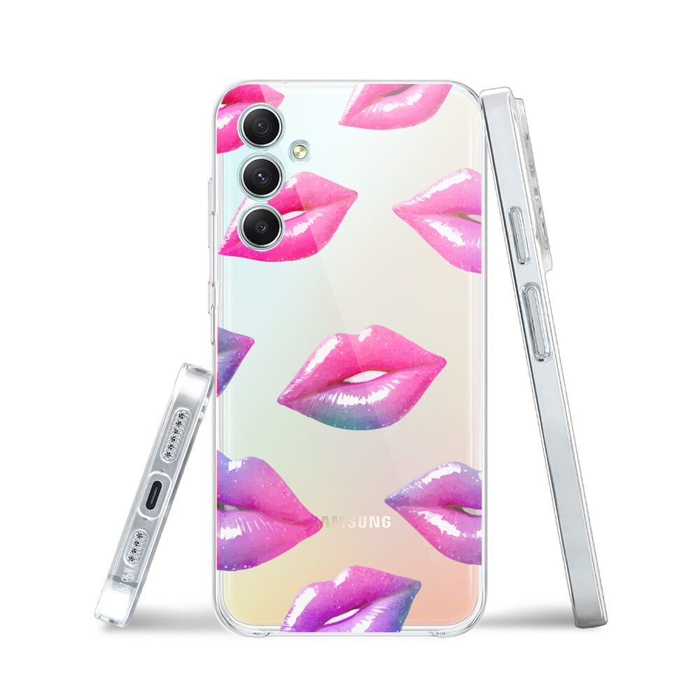 Etui do Samsung Galaxy A34 5G przeźroczyste, silikonowe Flexi, hologramowe usta - obrazek 3