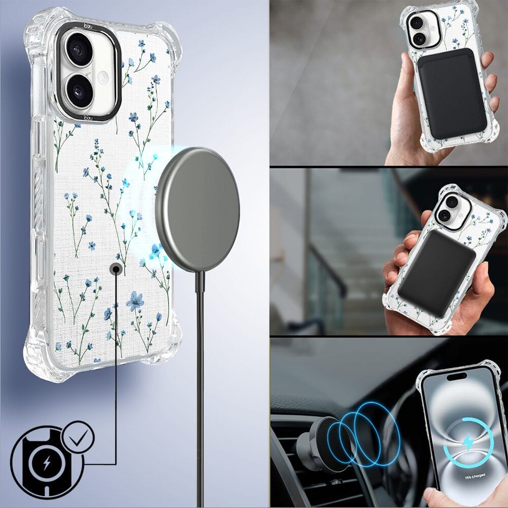 Etui iPhone 16 IBIZU DropGuard Ultra z MagSafe, Pastel Bloom, Niebieski sen - obrazek 8