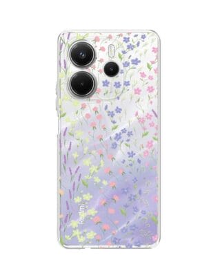 Etui do Xiaomi Redmi Note 14 4G przeźroczyste, silikonowe Flexi, kwiaty polne