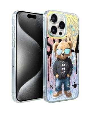 Etui do iPhone 15 Pro Max IBIZU California Sunset z MagSafe, zmieniające kolor, Graffiti Boy, artystyczny miś