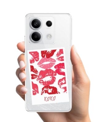 Etui do Xiaomi Redmi Note 13 Pro 5G przeźroczyste, silikonowe Flexi, pocałunki, polaroid