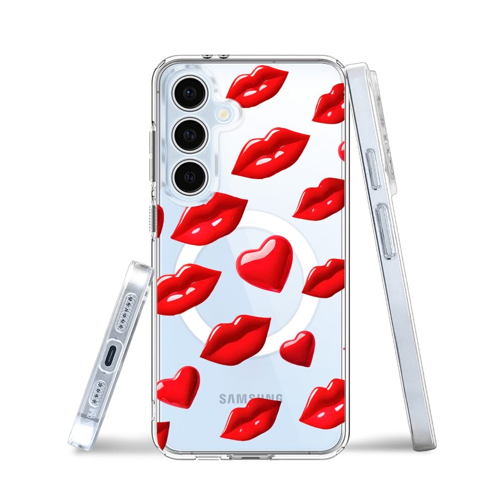 Etui do Samsung Galaxy S24 FE z MagSafe przeźroczyste, silikonowe Flexi, czerwone usta - obrazek 3