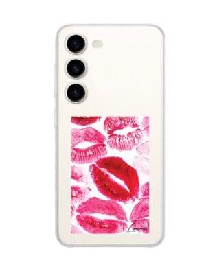 Etui do Samsung Galaxy S23 przeźroczyste, silikonowe Flexi, pocałunki z napisem „love”