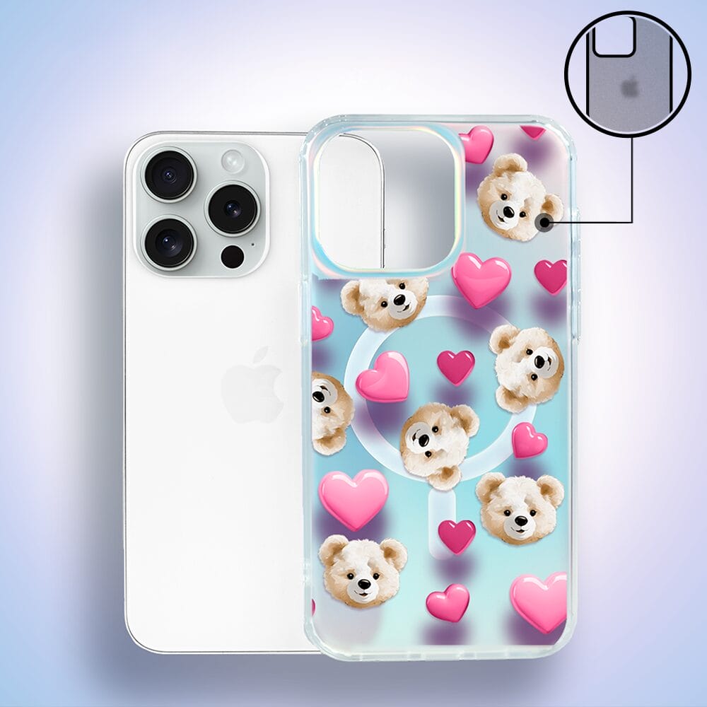 Etui do iPhone 14 Pro IBIZU California Sunset z MagSafe, zmieniające kolor, Love Mood, miś i serduszka - obrazek 3