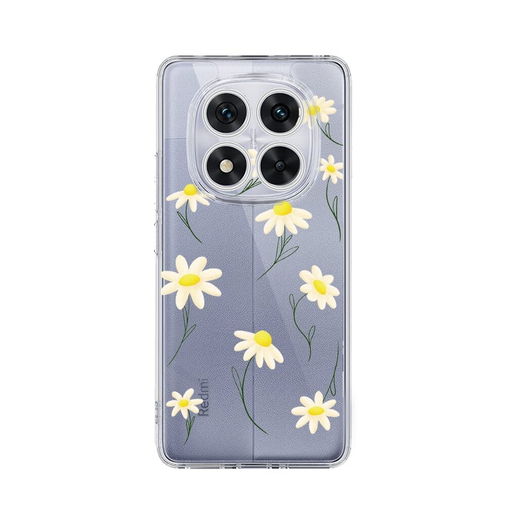 Etui do Xiaomi Redmi Note 14 Pro 5G przeźroczyste, silikonowe Flexi, stokrotki