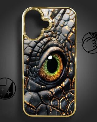 Etui do iPhone 16 IBIZU Elite Glass z MagSafe Magia Azji amber dragon, złote