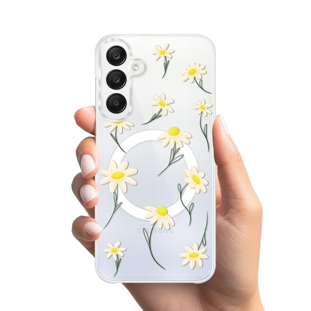 Etui do Samsung Galaxy A25 5G z MagSafe przeźroczyste, silikonowe Flexi, stokrotki - obrazek 2