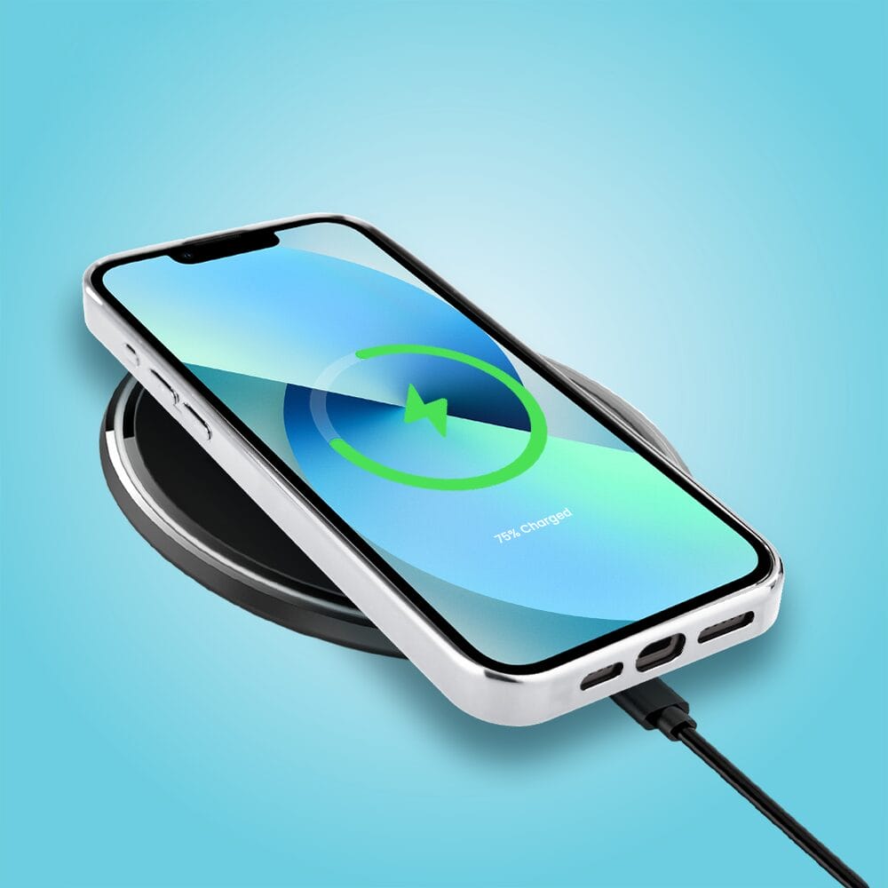 Etui do iPhone 13 IBIZU Elite Glass, szklany tył, chmurki, srebrne - obrazek 7