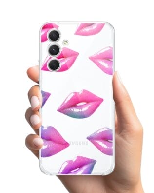 Etui do Samsung Galaxy A54 5G przeźroczyste, silikonowe Flexi, hologramowe usta