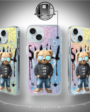 Etui do iPhone 15 Plus IBIZU California Sunset z MagSafe, zmieniające kolor, Graffiti Boy, artystyczny miś