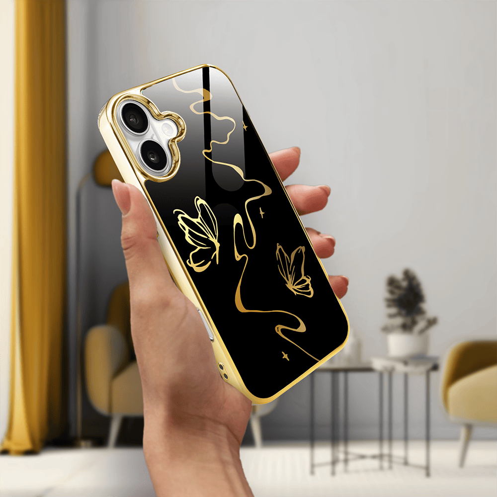 Etui do iPhone 16 IBIZU Elite Glass z MagSafe Golden Midnight, Efekt motyla, złote - obrazek 5