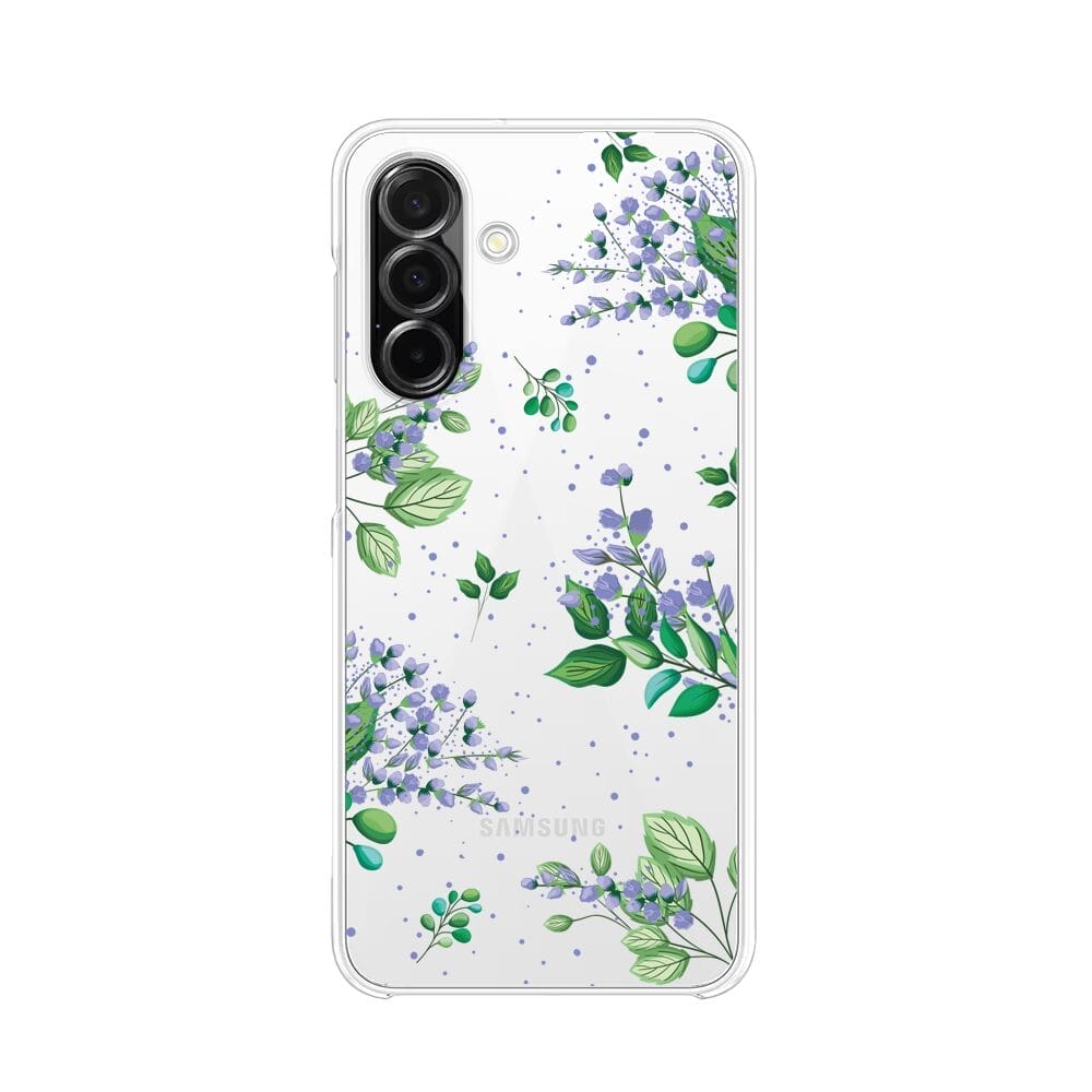 Etui do Samsung Galaxy A26 5G przeźroczyste, silikonowe Flexi, fioletowe kwiatki