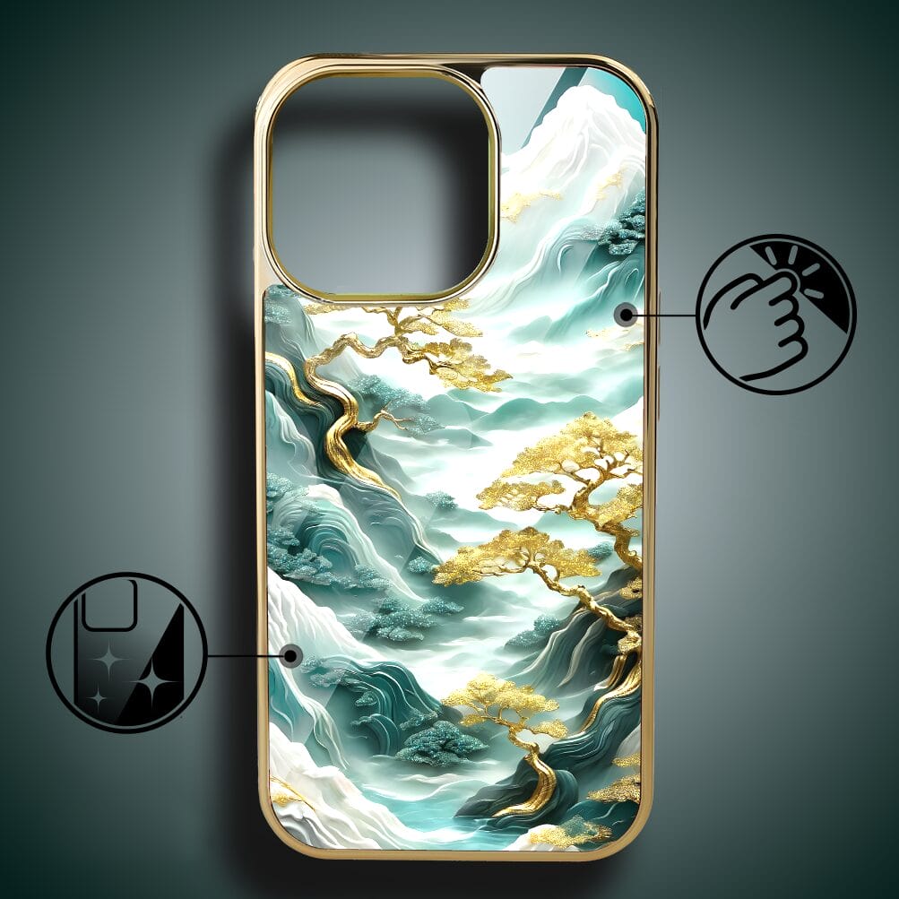 Etui do iPhone 16 Pro Max IBIZU Elite Glass z MagSafe Magia Azji złote drzewa w stylu japońskim, złote - obrazek 2