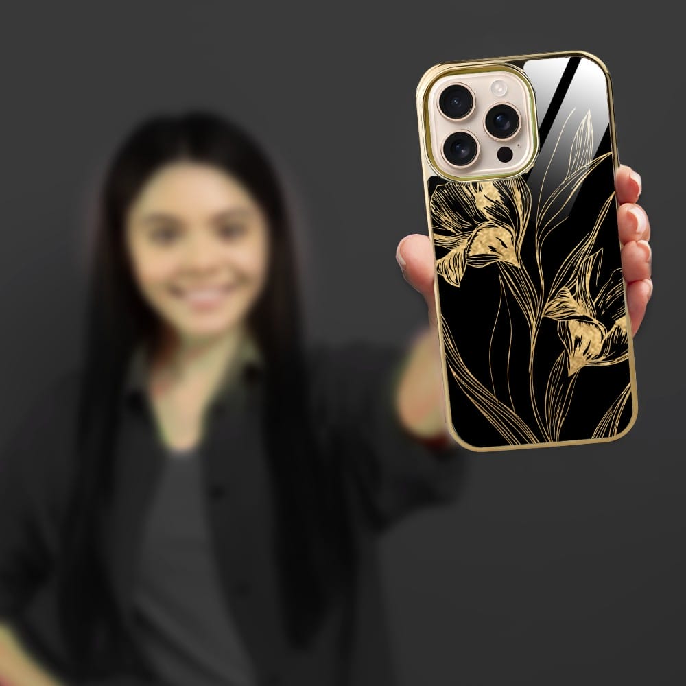 Etui do iPhone 16 Pro IBIZU Elite Glass z MagSafe Golden Midnight, Królewskie irysy, złote - obrazek 6