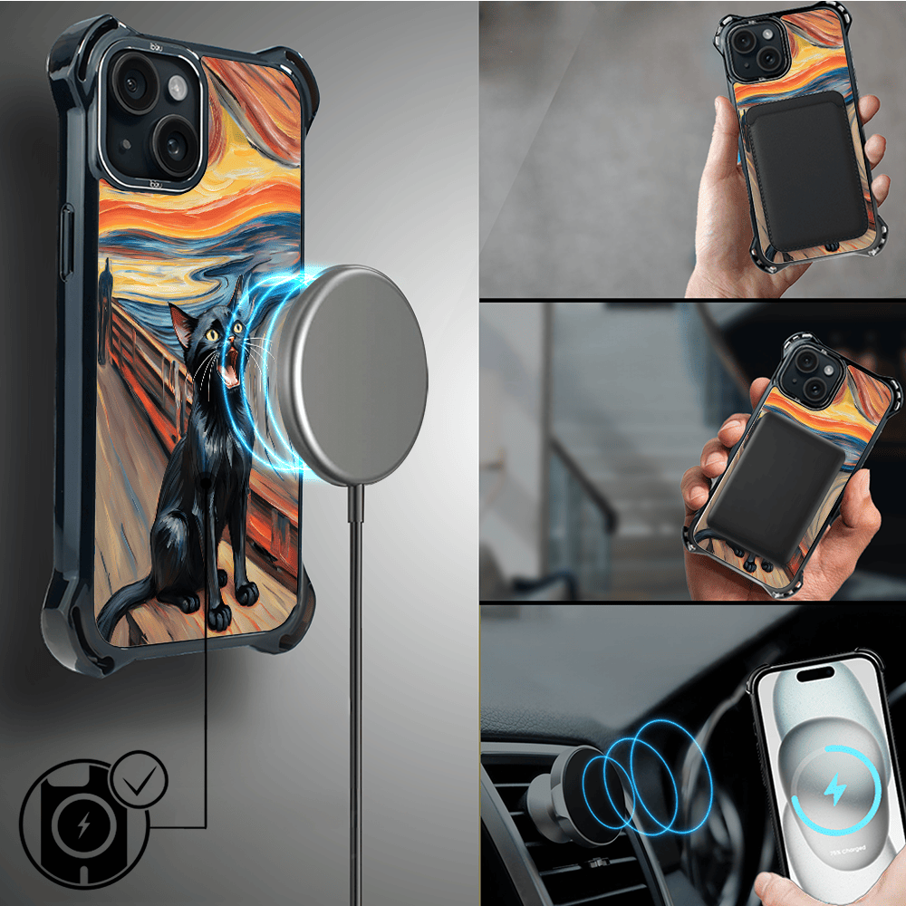 Etui do iPhone 15 Plus IBIZU DropGuard Ultra z MagSafe, Edvard Munch, krzyk kota - obrazek 8