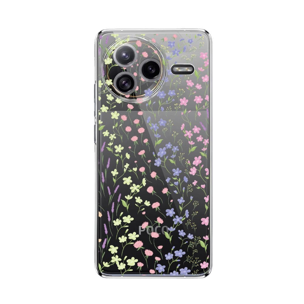 Etui do Xiaomi POCO F7 Ultra przeźroczyste, silikonowe Flexi, kwiaty polne