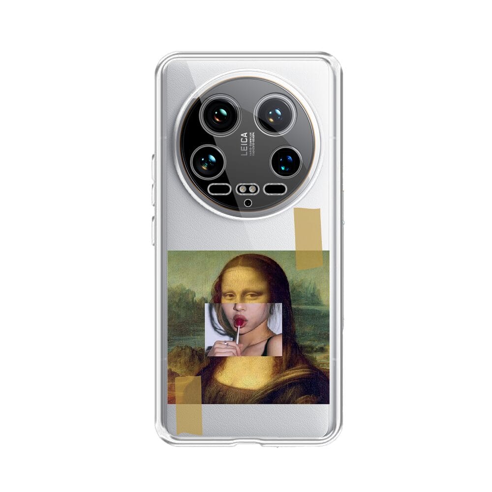 Etui do Xiaomi 14 Ultra przeźroczyste, silikonowe Flexi, Mona Lisa z lizakiem