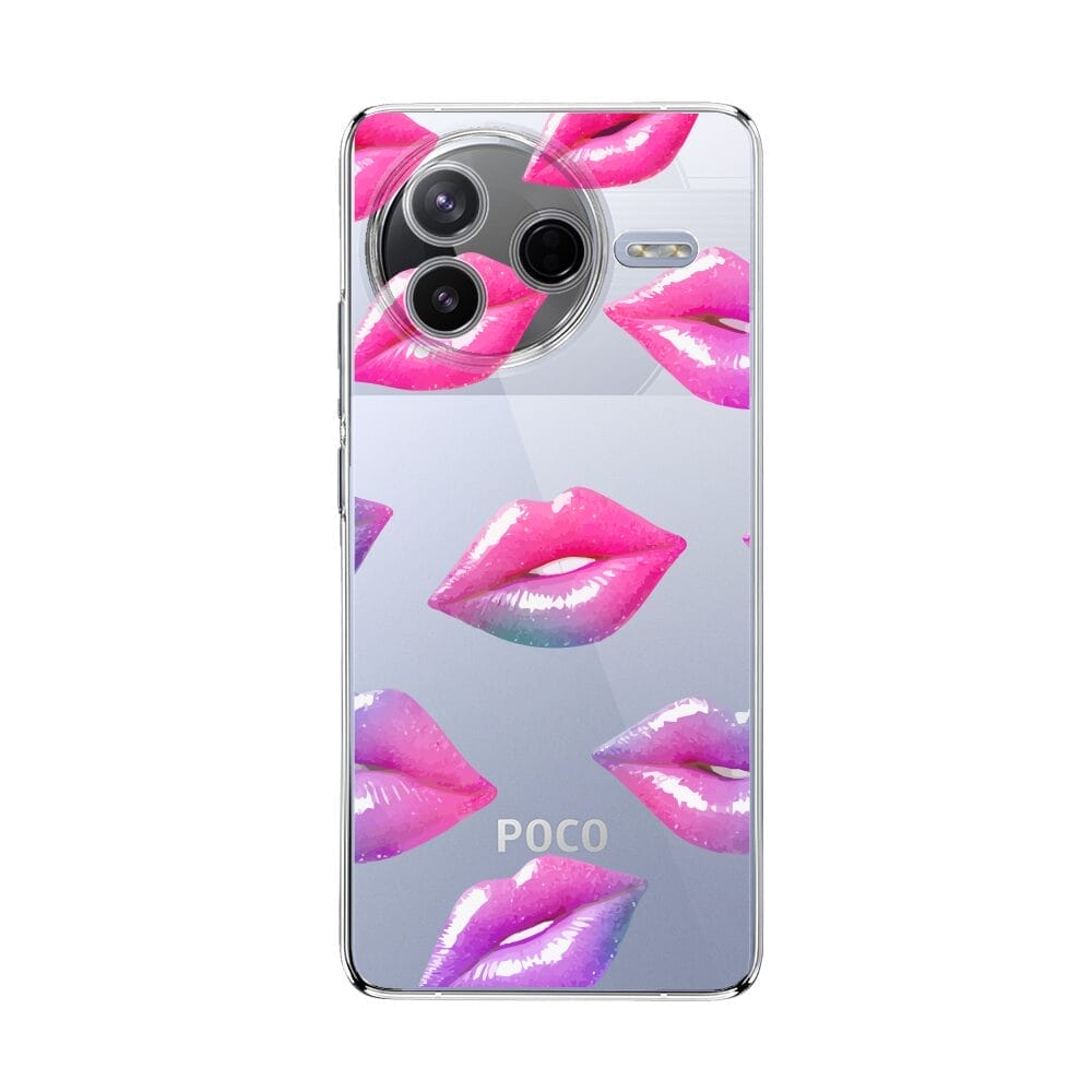 Etui do Xiaomi POCO F7 Pro przeźroczyste, silikonowe Flexi, hologramowe usta