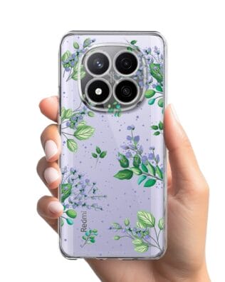 Etui do Xiaomi Redmi Note 14 Pro 4G przeźroczyste, silikonowe Flexi, fioletowe kwiatki