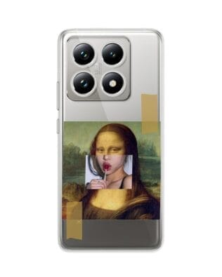 Etui do Xiaomi 14T przeźroczyste, silikonowe Flexi, Mona Lisa z lizakiem