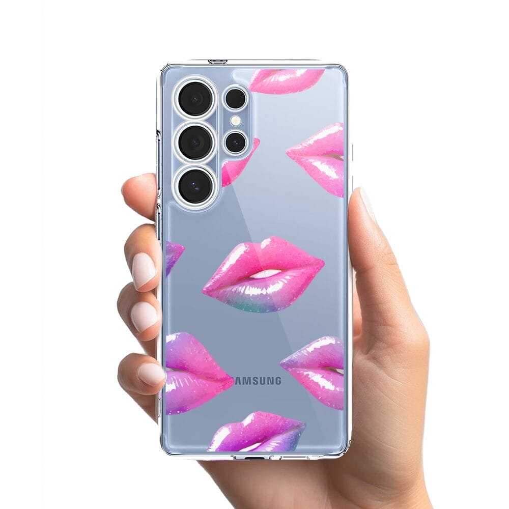 Etui do Samsung Galaxy S25 Ultra przeźroczyste, silikonowe Flexi, hologramowe usta - obrazek 2